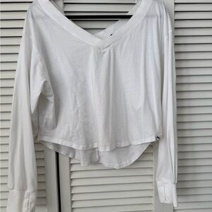 JoyLab White Long Sleeve V-Neck Top